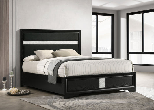 Miranda 54-inch Upholstered Eastern King Panel Bed Black