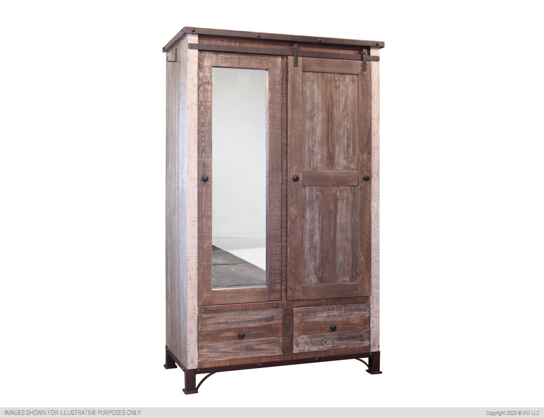 2 Drawer, 1 Sliding Door, 1 Mirror Door Armoire