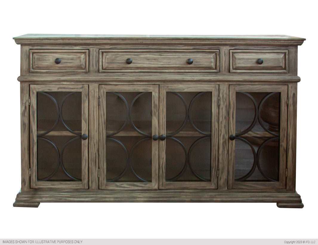 Console w/ 4 Glass Doors w/3 Drawers