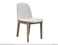 Upholstered Chair Beige Fabric & Wooden Base