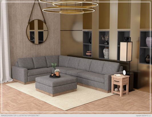 Wooden Frame & Base, Sectional Right-Arm Loveseat