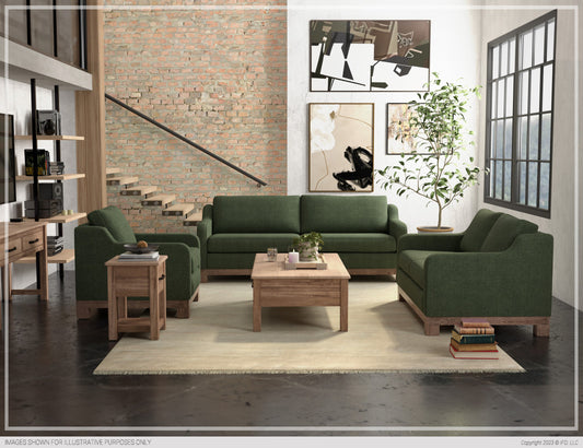 Wooden Frame & Base, Two-Cushion Sectional Right-Arm Loveseat