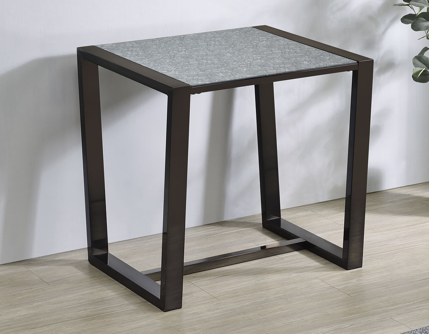 Mazie End Table with Patterned Mirror Top