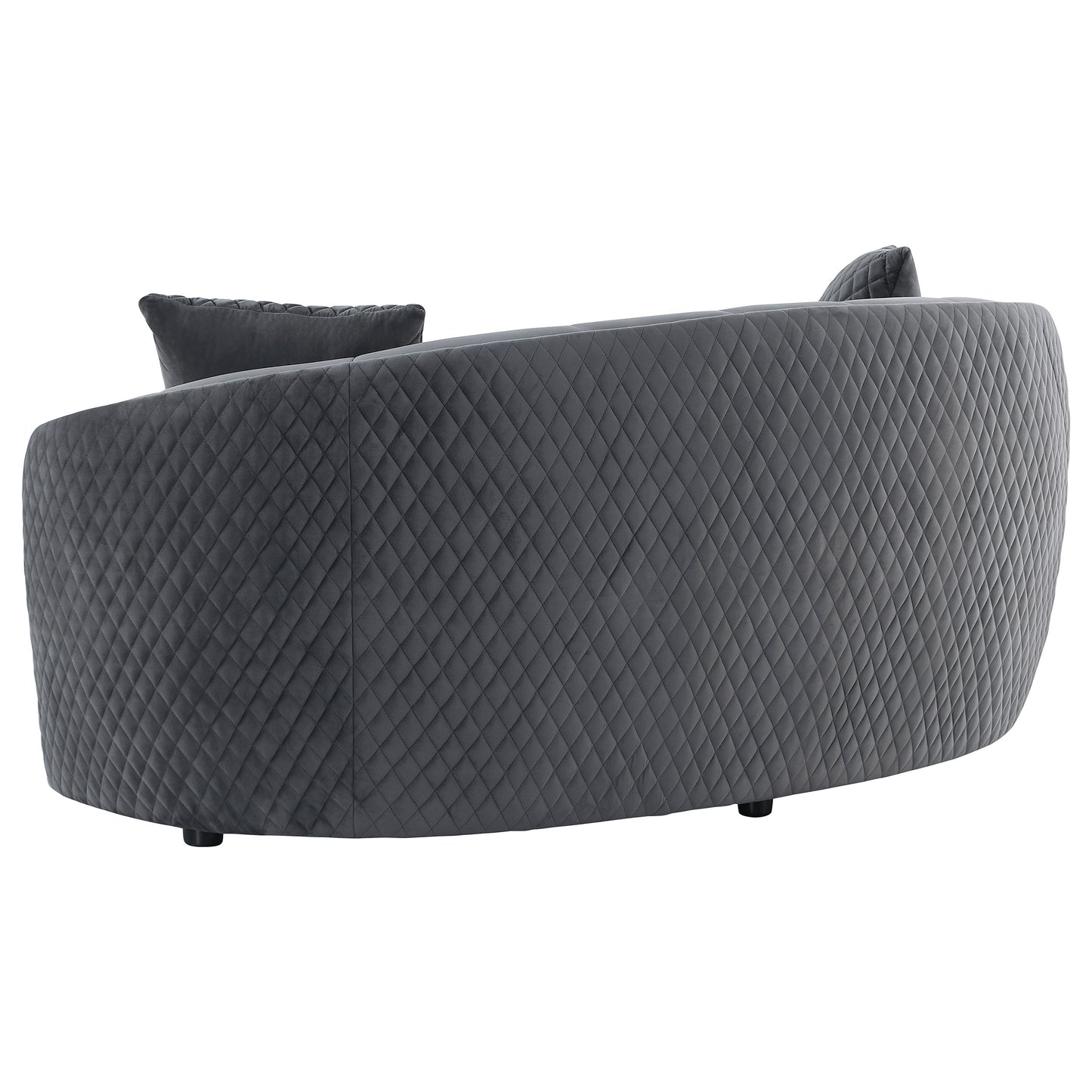 Brookside Velvet Upholstered Curved Loveseat Dark Grey