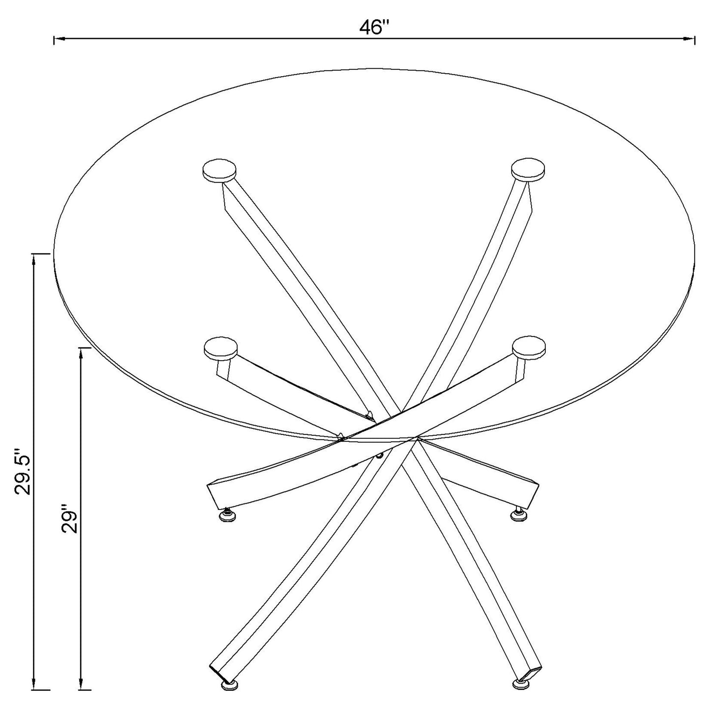 Beckham Round 46-inch Glass Top Dining Table Brass