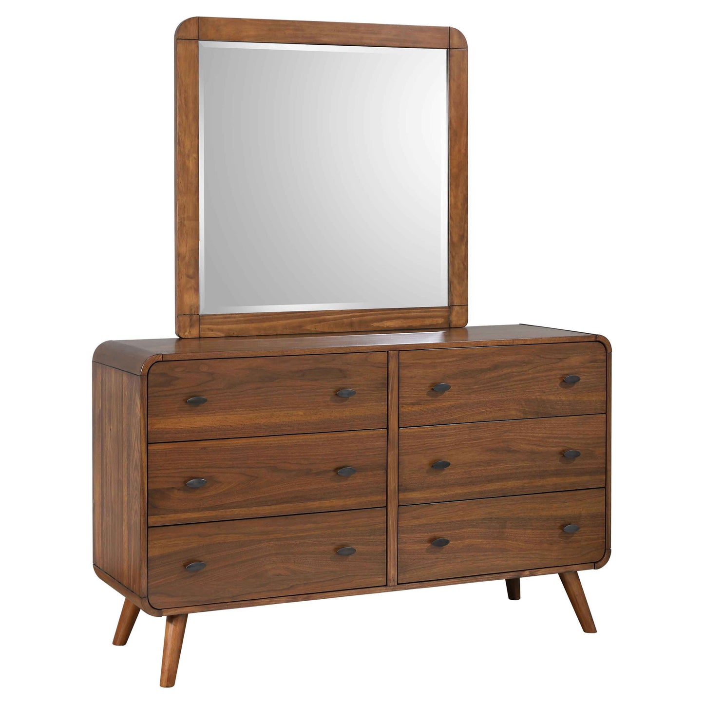 Robyn 6-drawer Dresser with Mirror Dark Walnut