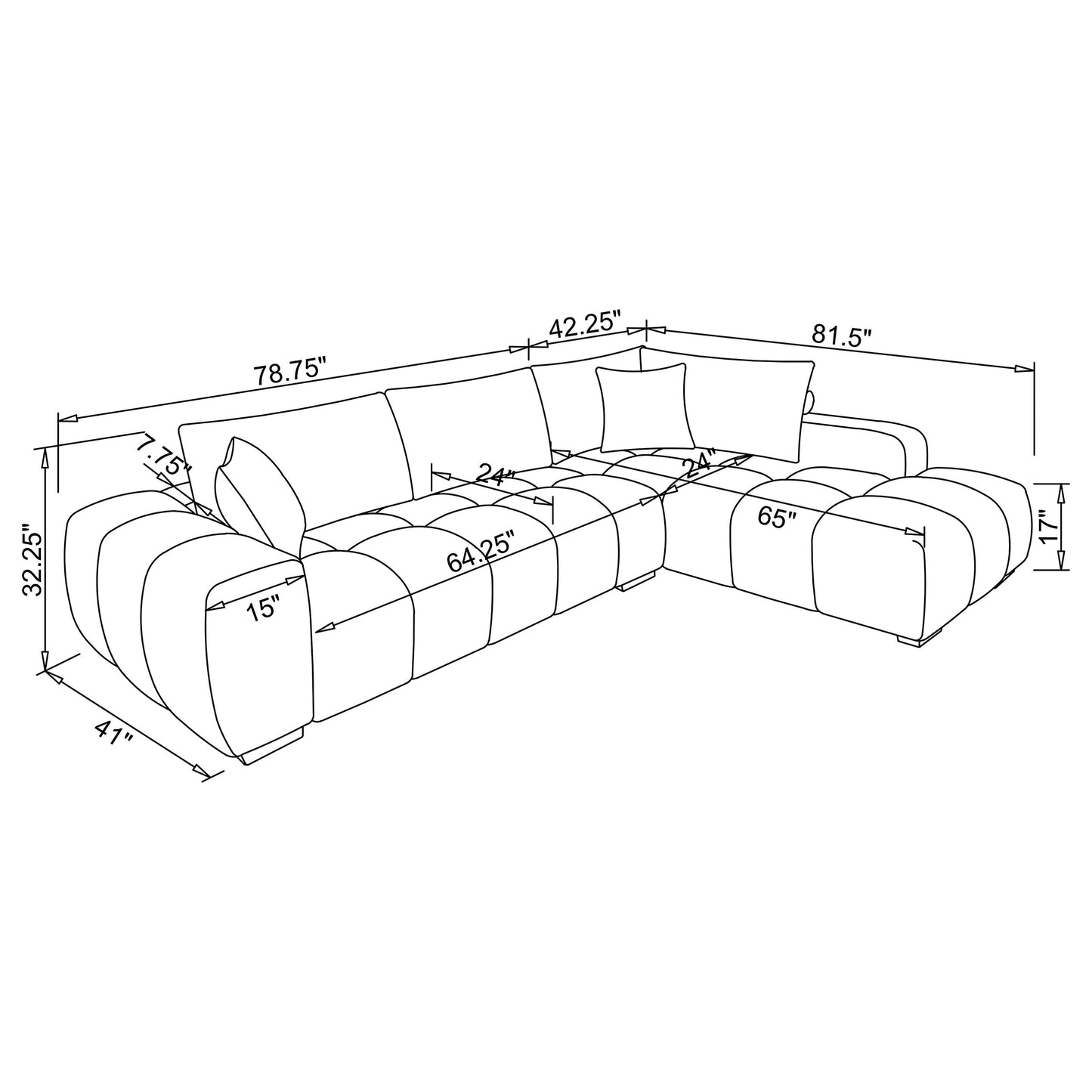 Camacho Upholstered Chaise Sectional Sofa Amber