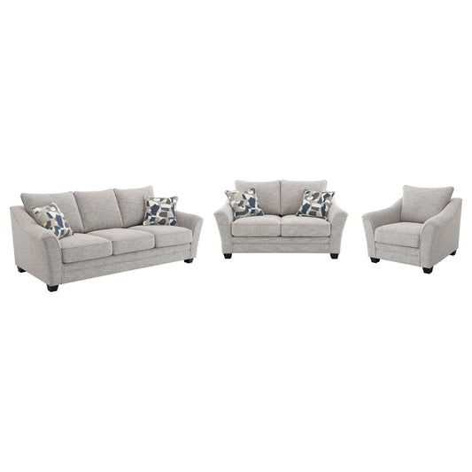 Tomkins 3-piece Boucle Upholstered Sofa Set Light Grey