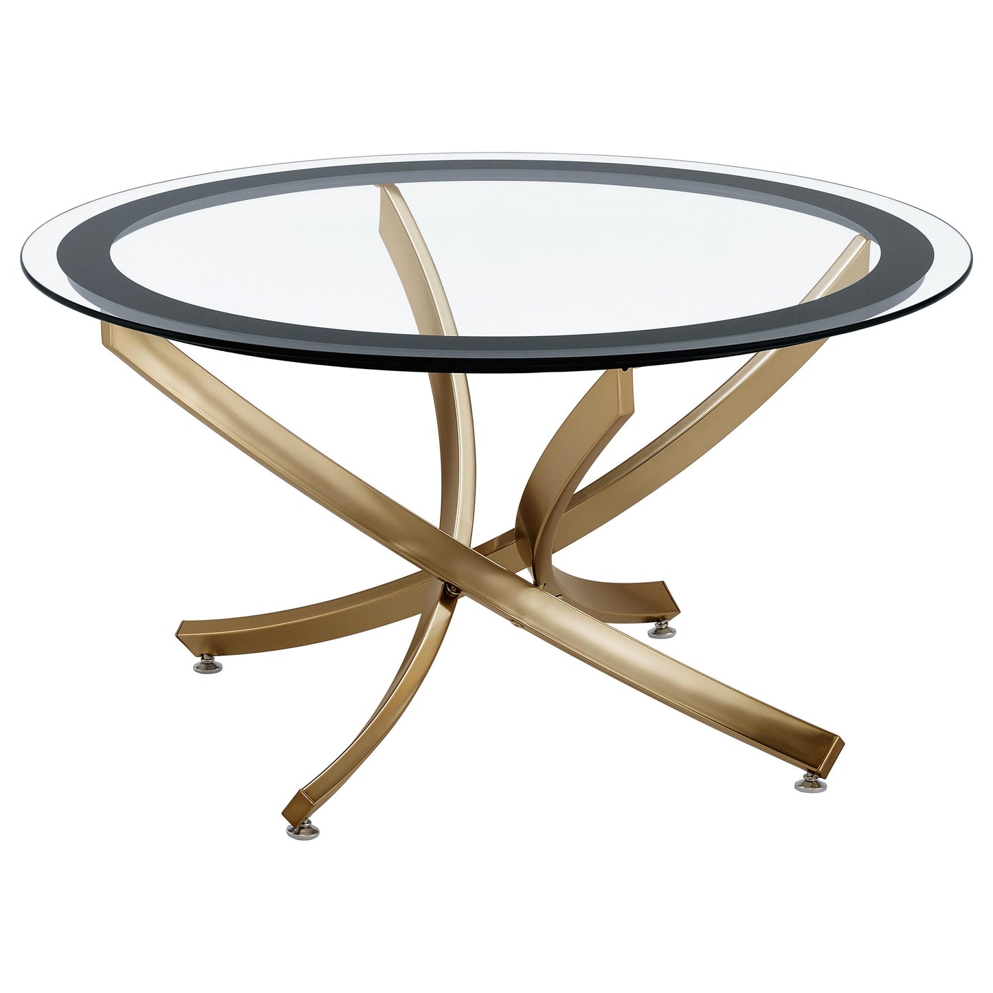 Brooke 2-piece Round Glass Top Coffee Table Set Brass