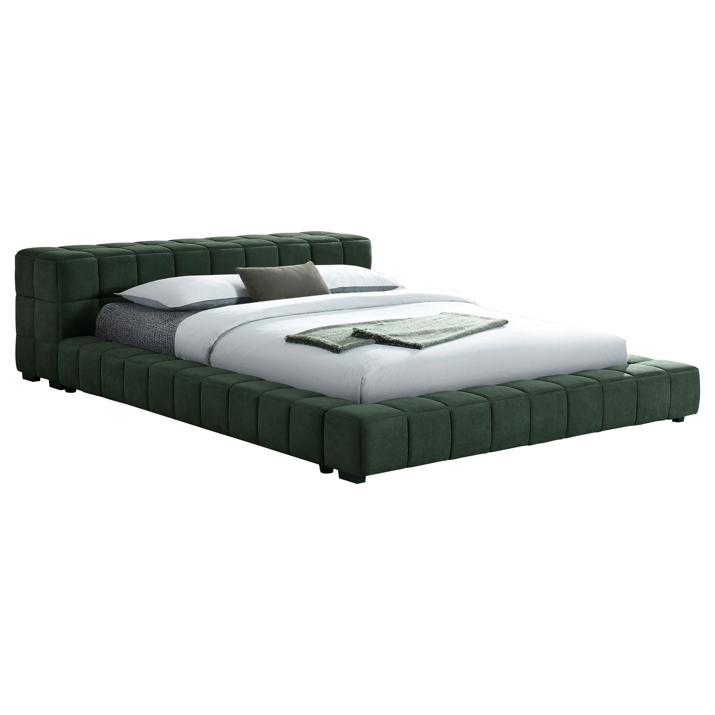 Trinity Upholstered Full Platform Bed Green