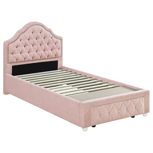 Ashleigh 44-inch Upholstered Twin Storage Platform Bed Pink