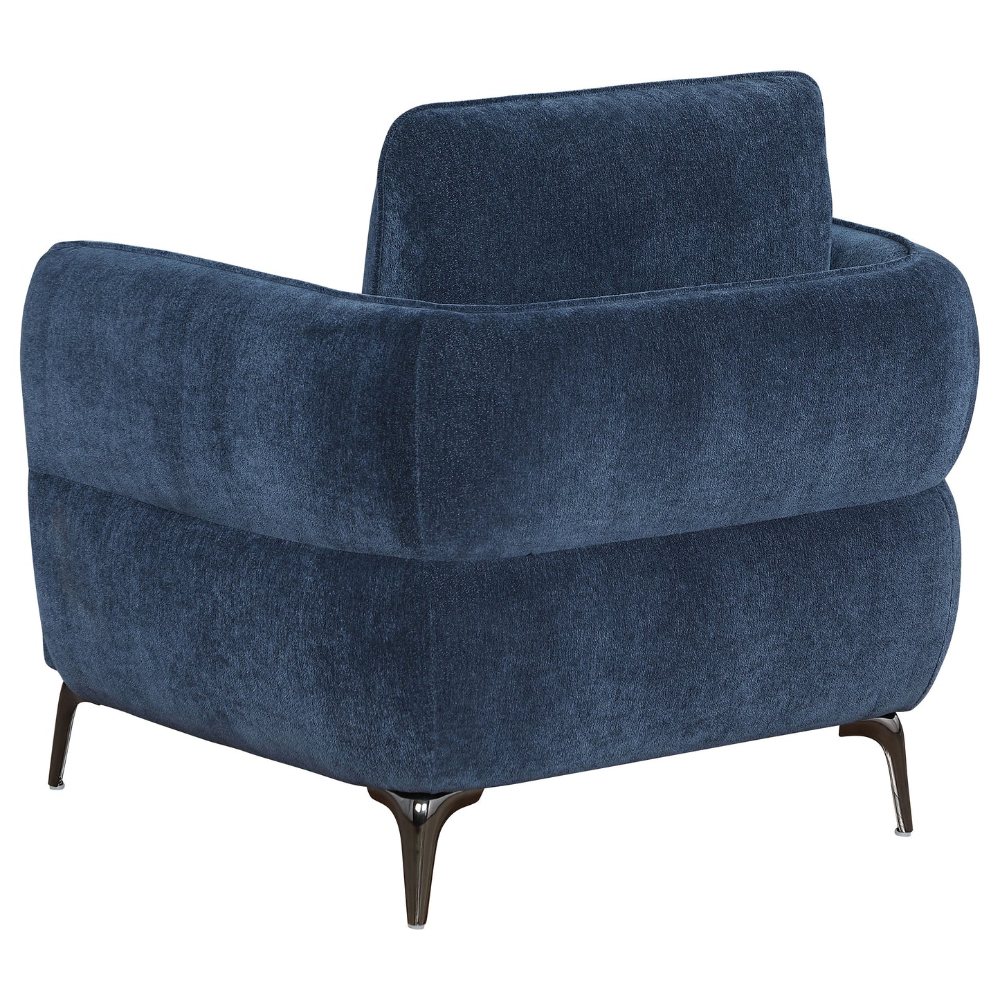 Lively Chenille Upholstered Modern Track Arm Chair Blue