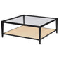 Amherst Glass Top Metal with Cane Shelf Coffee Table Black