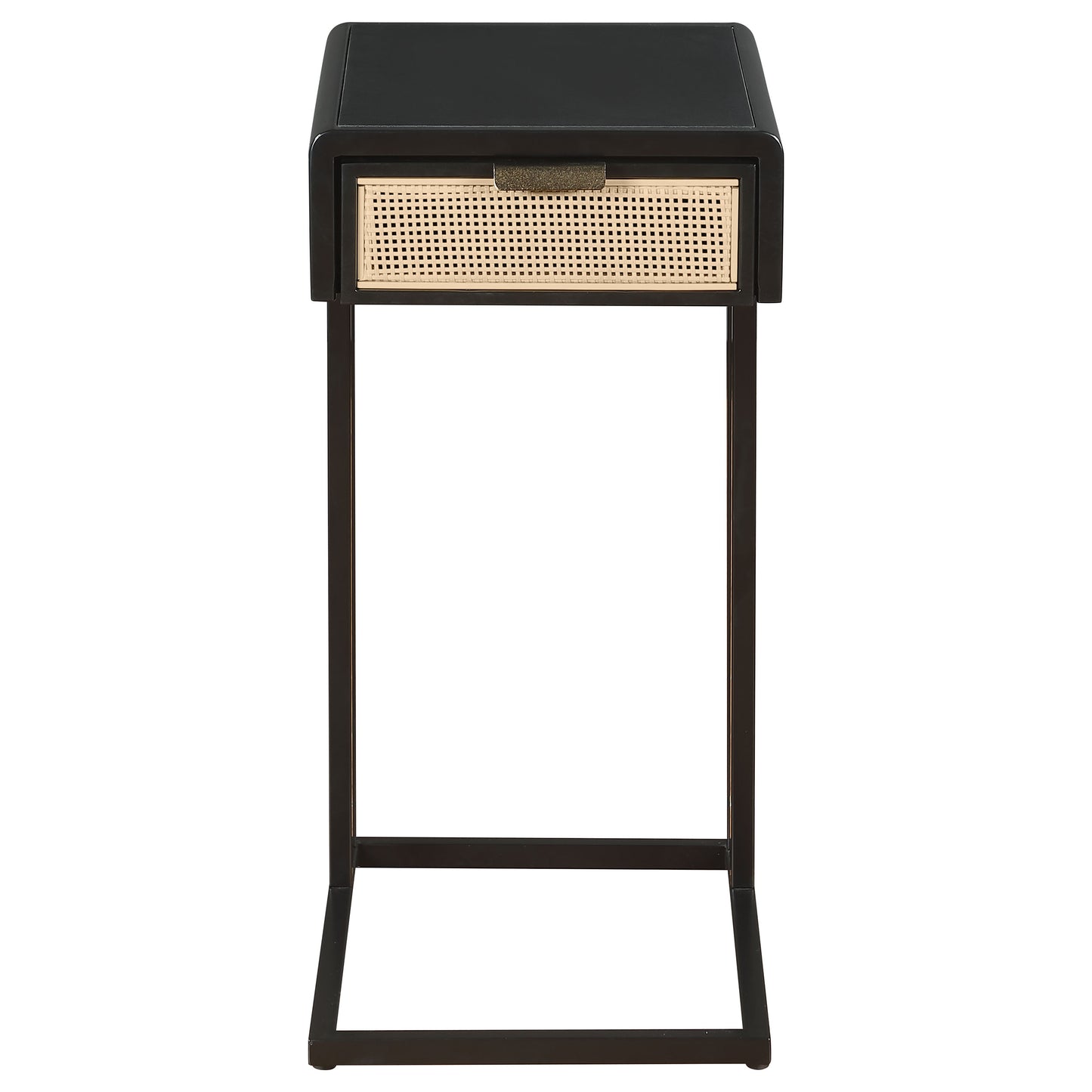 Amherst 1-drawer Radio Weave Cane Metal Side Table Black