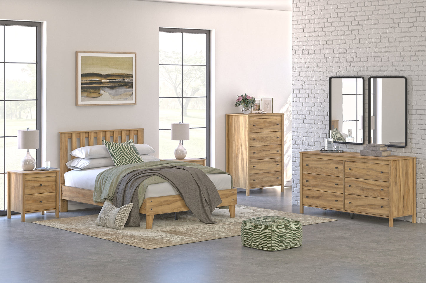 Ashley Express - Bermacy Queen Platform Panel Bed with Dresser, Chest and Nightstand