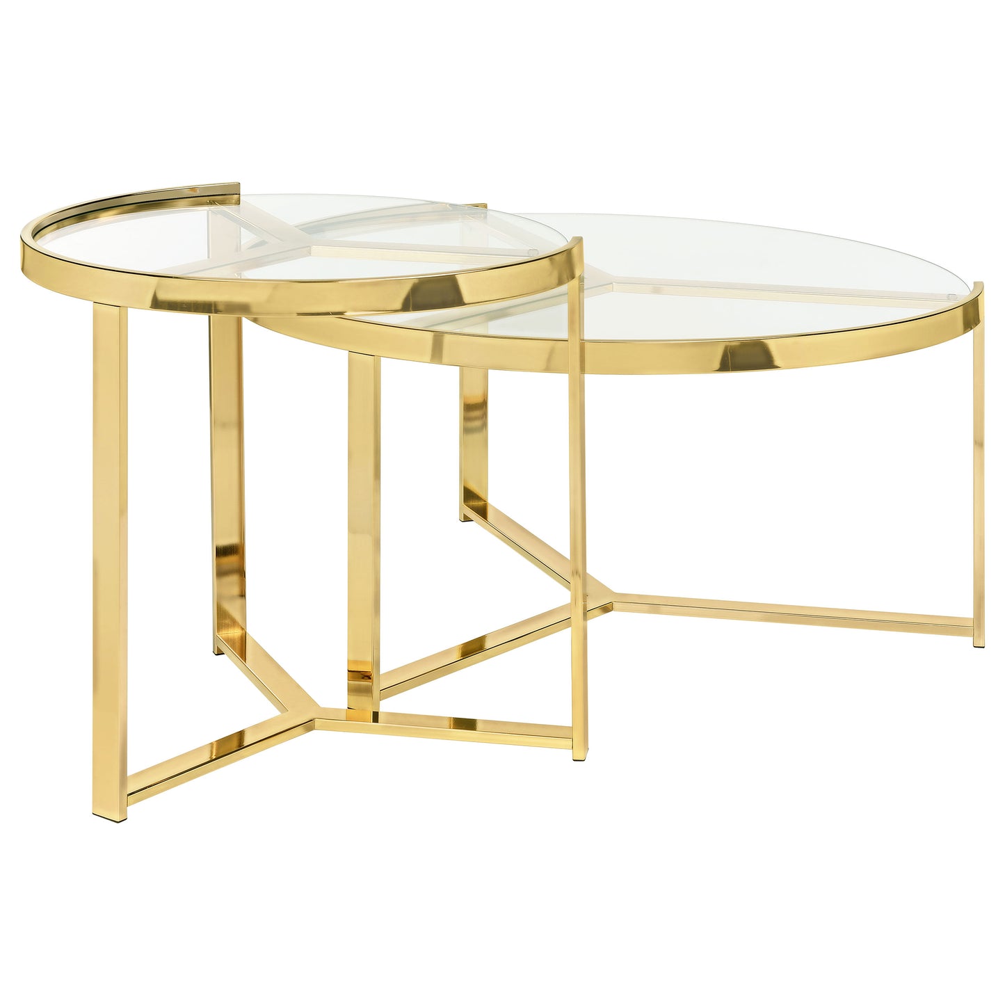 Delia 2-Piece Round Glass Top Nesting Coffee Table Gold