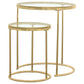 Maylin 2-piece Round Glass Top Nesting Table Set Gold