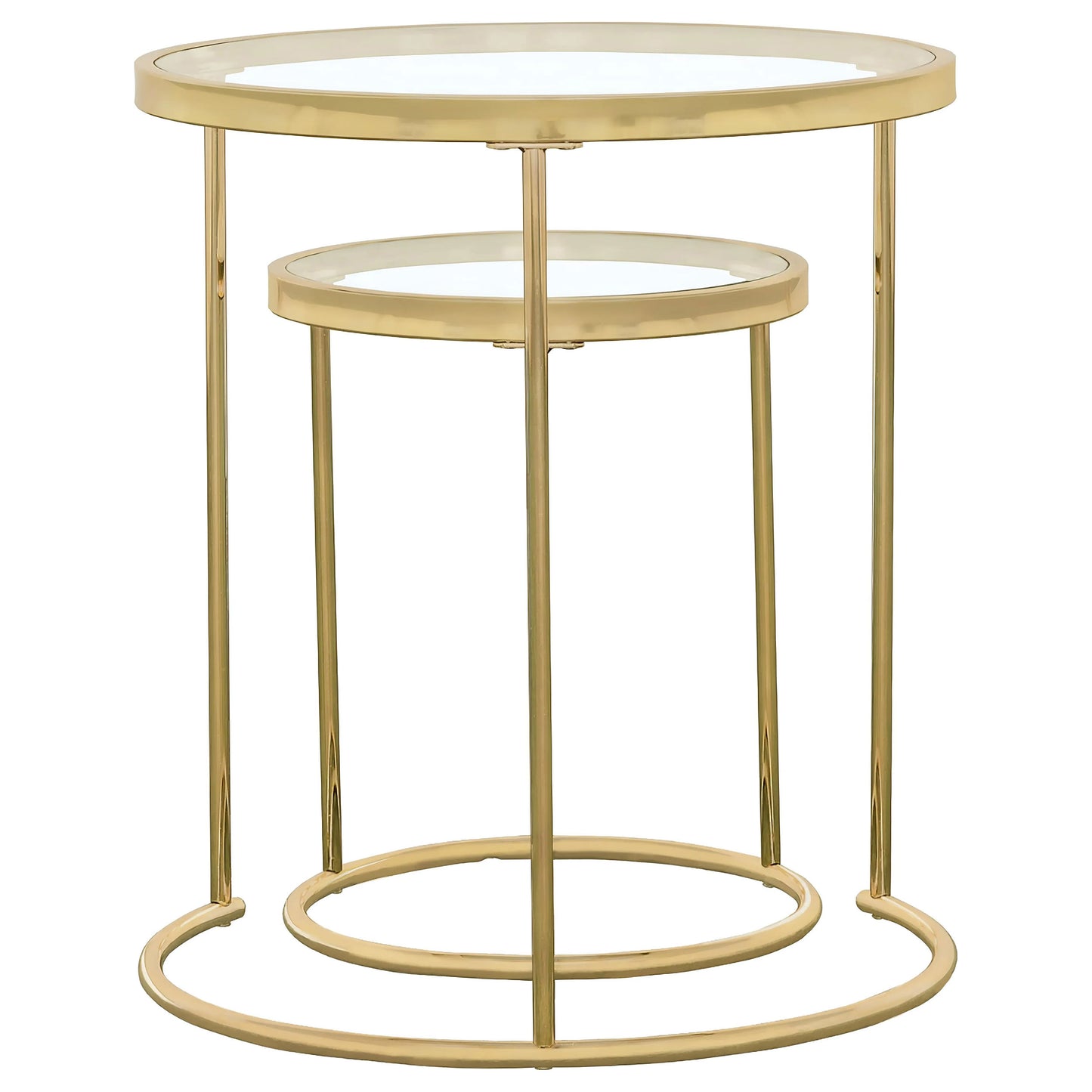 Maylin 2-piece Round Glass Top Nesting Table Set Gold