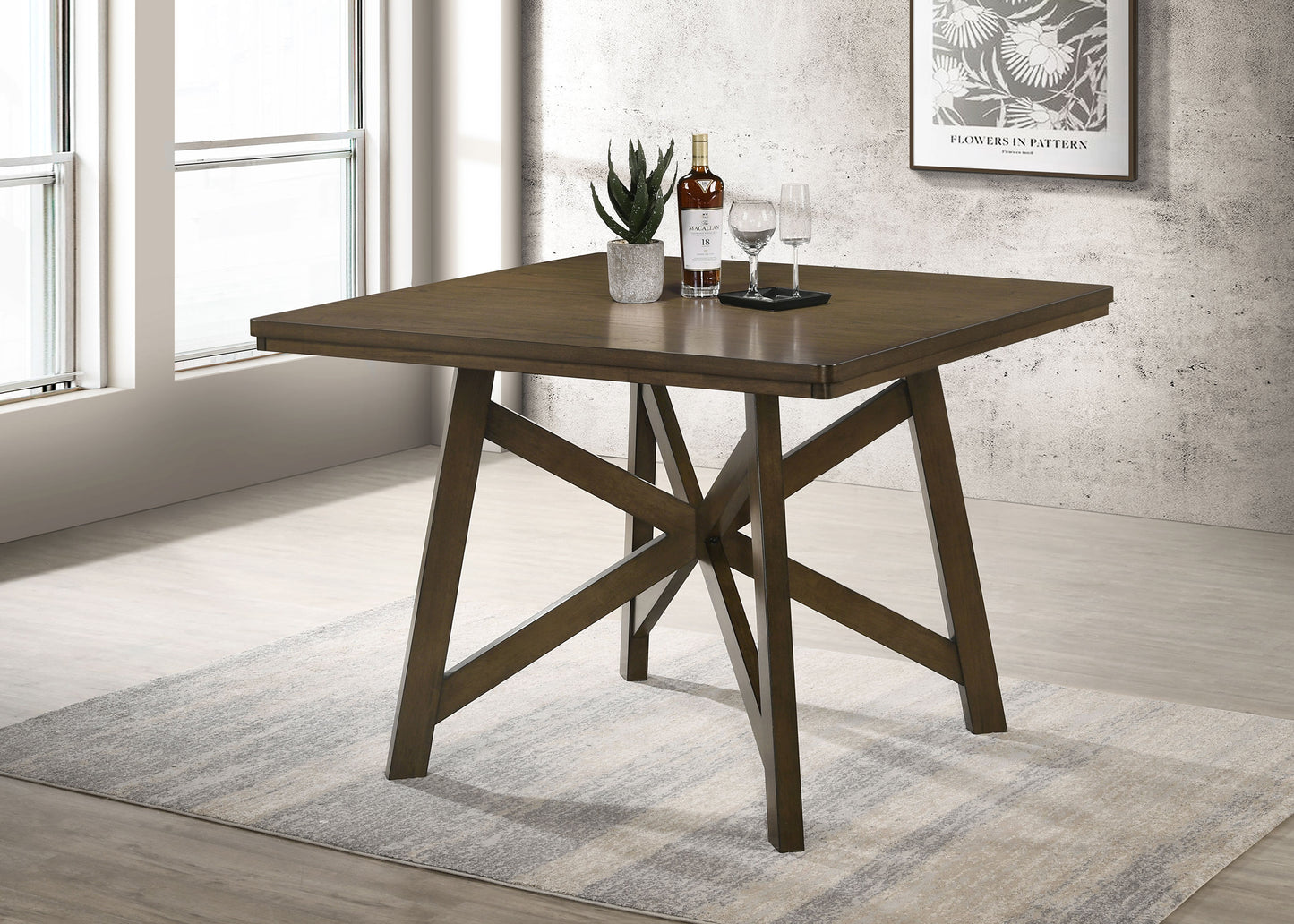 Canfield 47-inch Square Counter Height Dining Table Brown