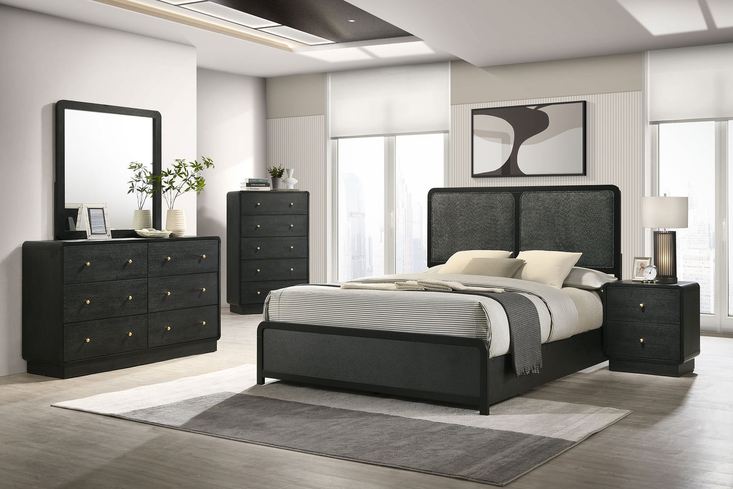 Cavelle 6-drawer Dresser and Mirror Black