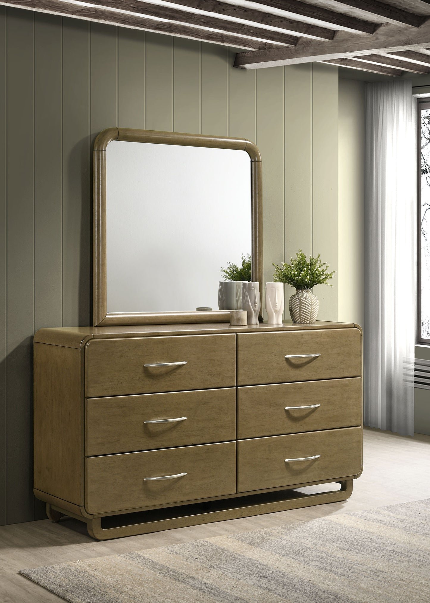 Amsbury 6-drawer Dresser and Mirror Nutmeg