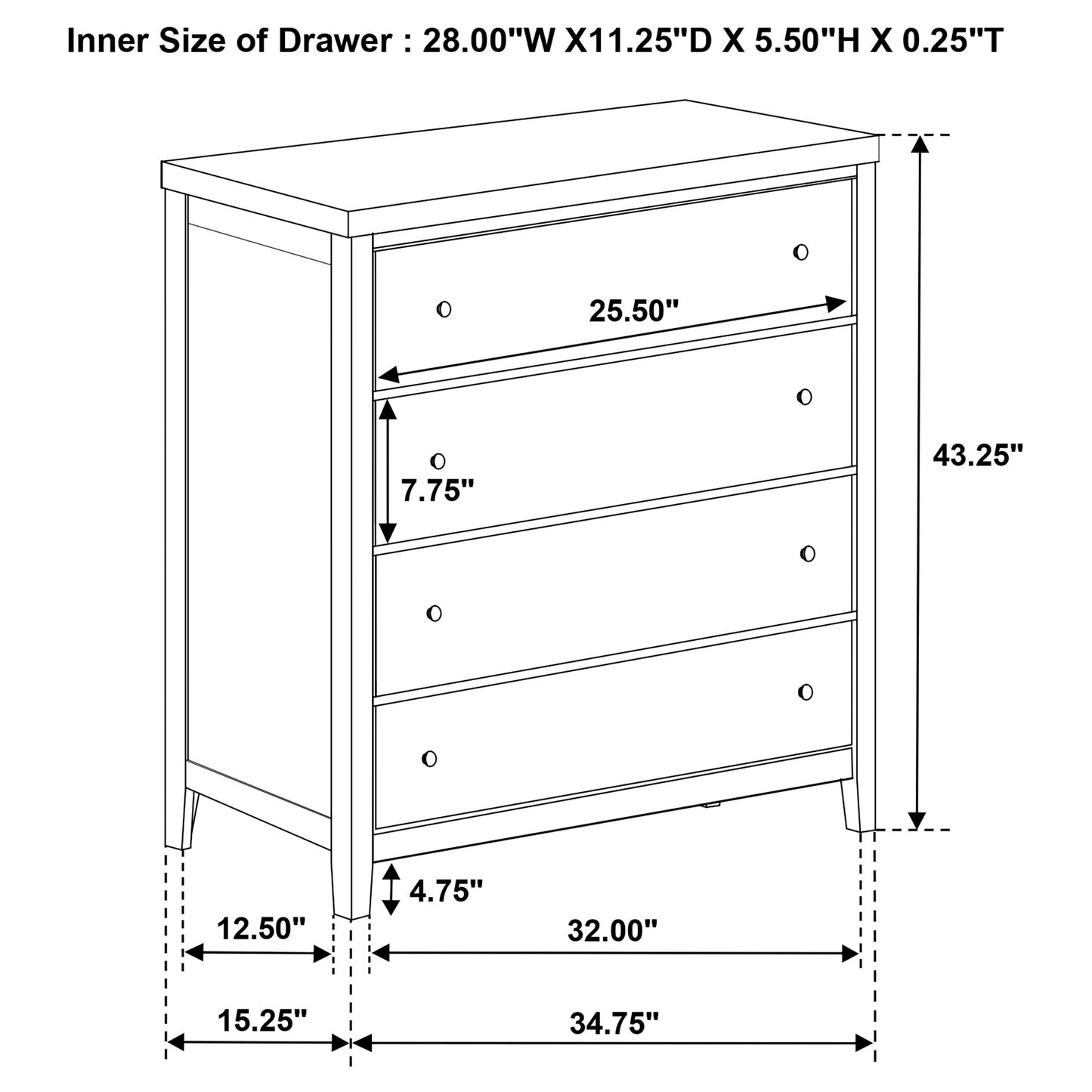 Wilkes 4-drawer Chest of Drawers Dark Cocoa