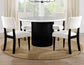 Colvin 52″ Round White Marble Dining Table, Black Finish