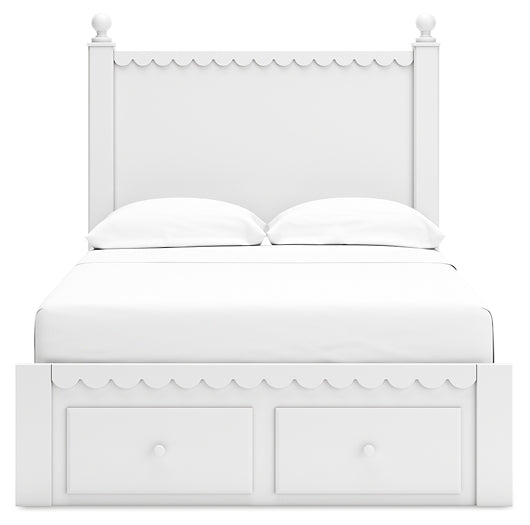 Mollviney Full Panel Storage Bed with Mirrored Dresser and Chest