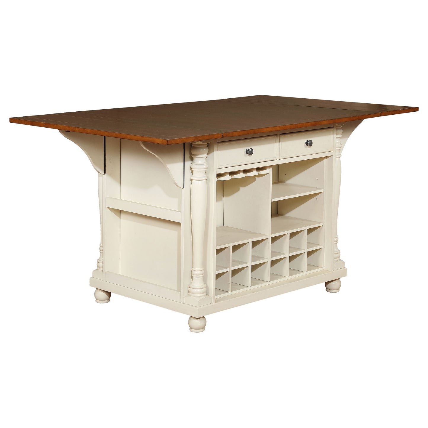 Slater 2-drawer Drop Leaf Kitchen Island Table Buttermilk