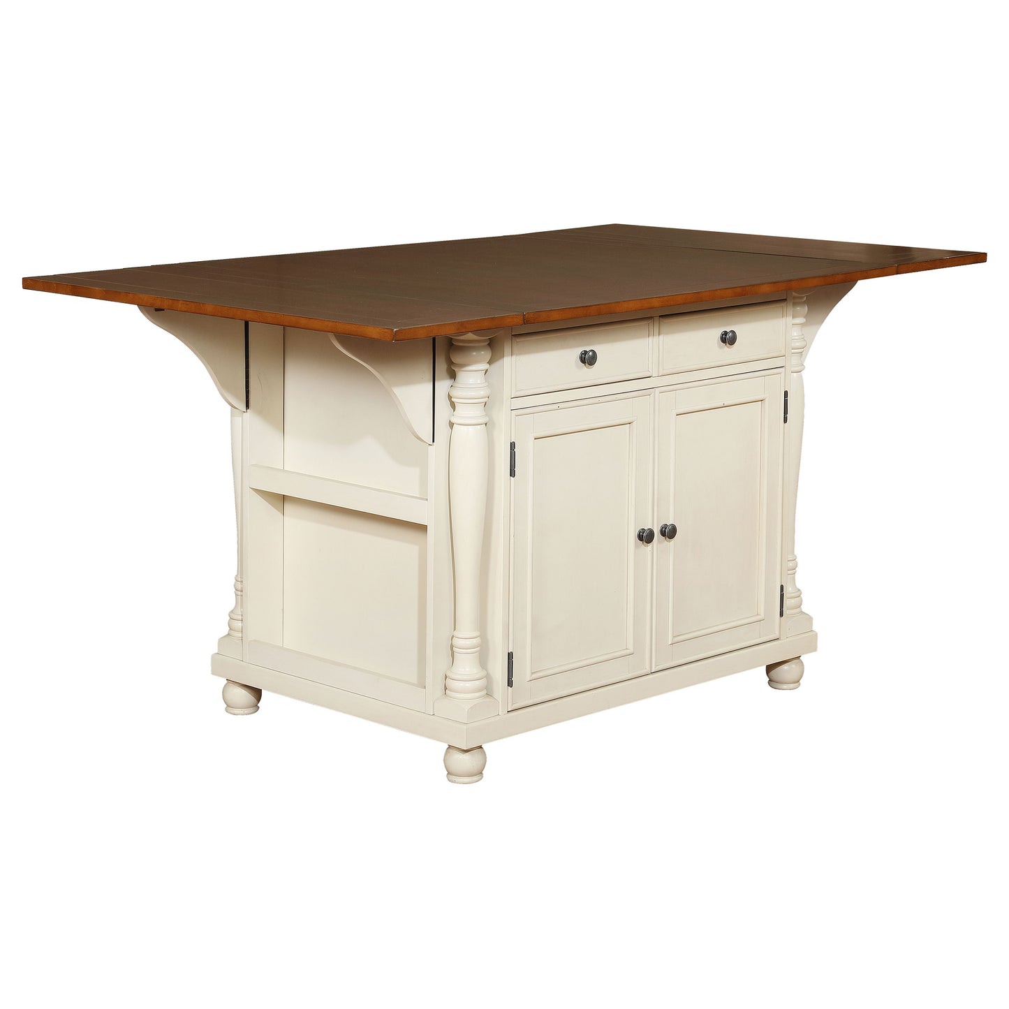 Slater 2-drawer Drop Leaf Kitchen Island Table Buttermilk