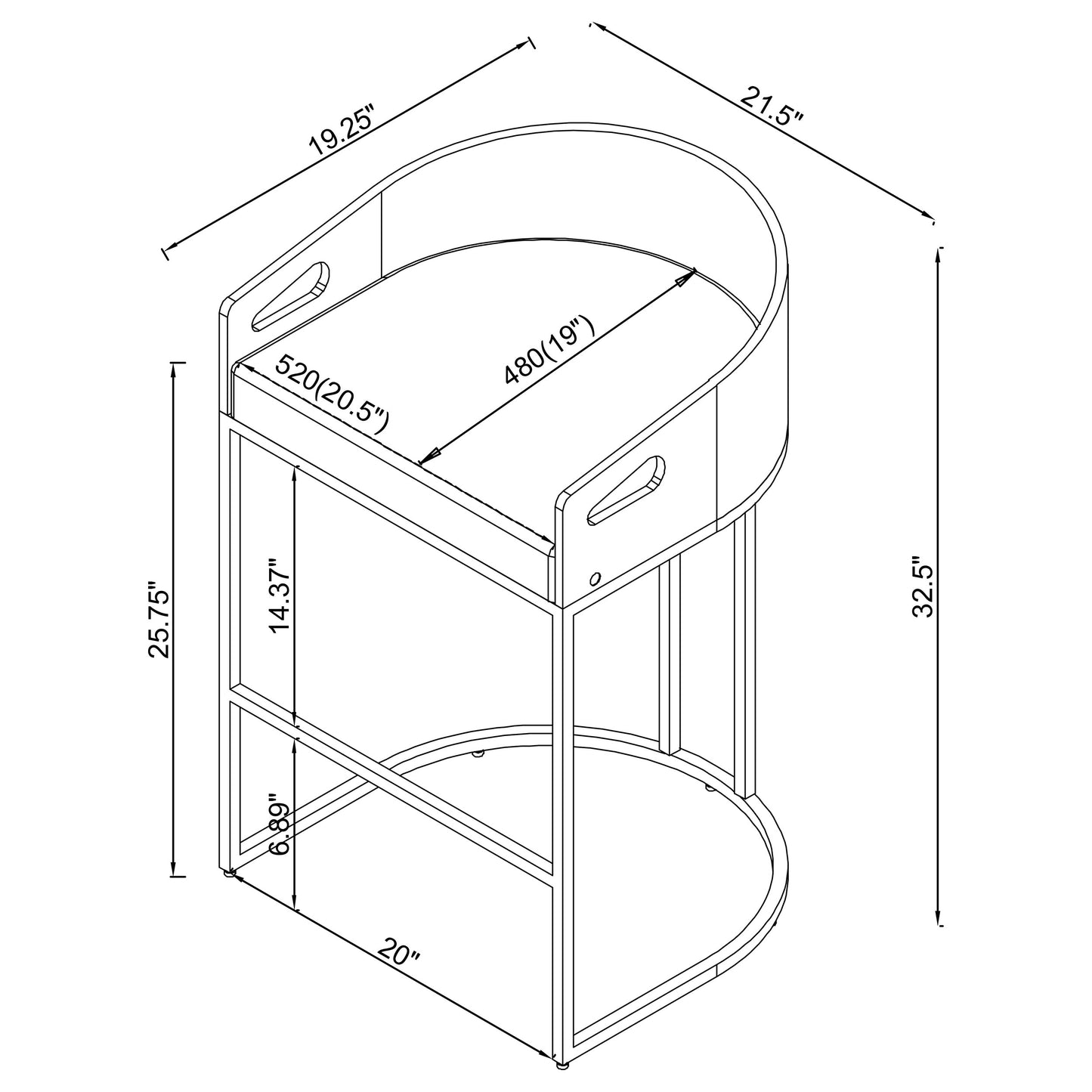 Thermosolis Clear Acrylic Counter Chair Chrome (Set of 2)