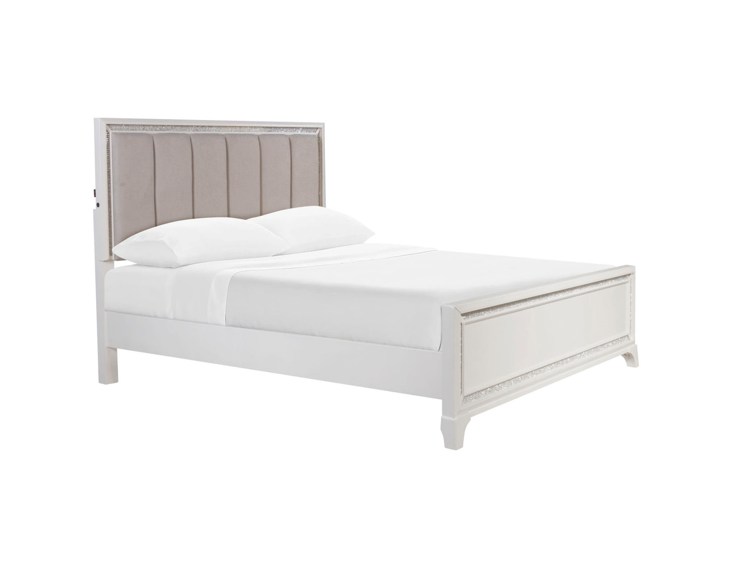 Cassie Illuminating King Bed, Shimmering Pearl Finish