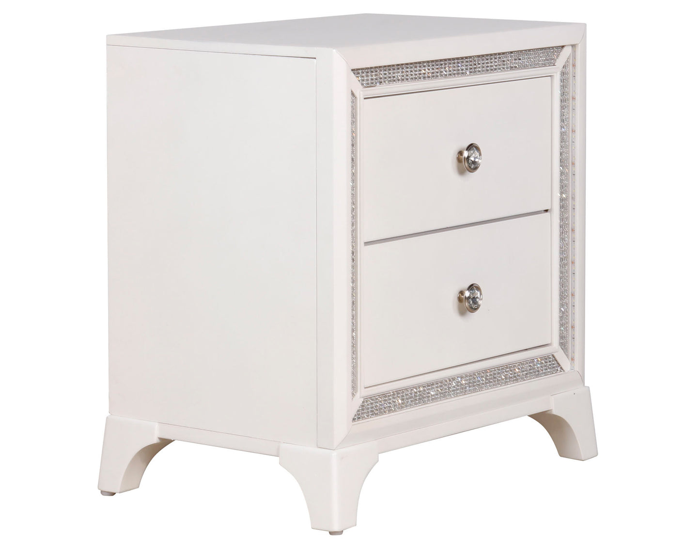 Cassie Illuminating Glam Nightstand, Shimmering Pearl Finish