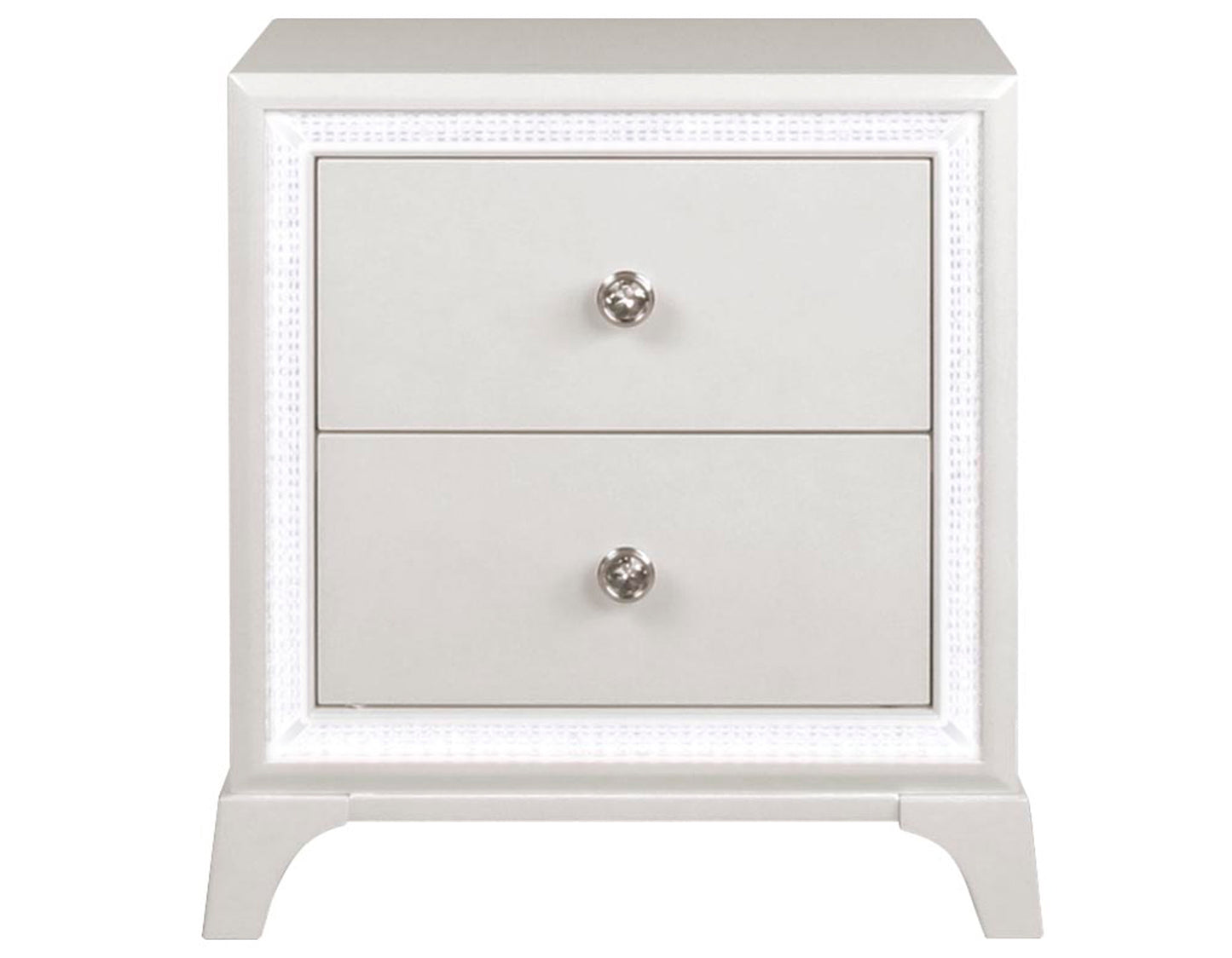 Cassie Illuminating Glam Nightstand, Shimmering Pearl Finish