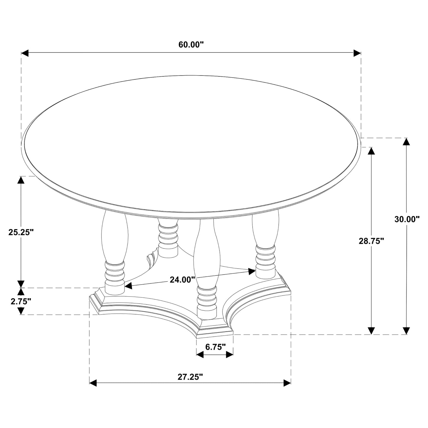 Landon 60-inch Round Wood Pedestal Dining Table Rich Brown