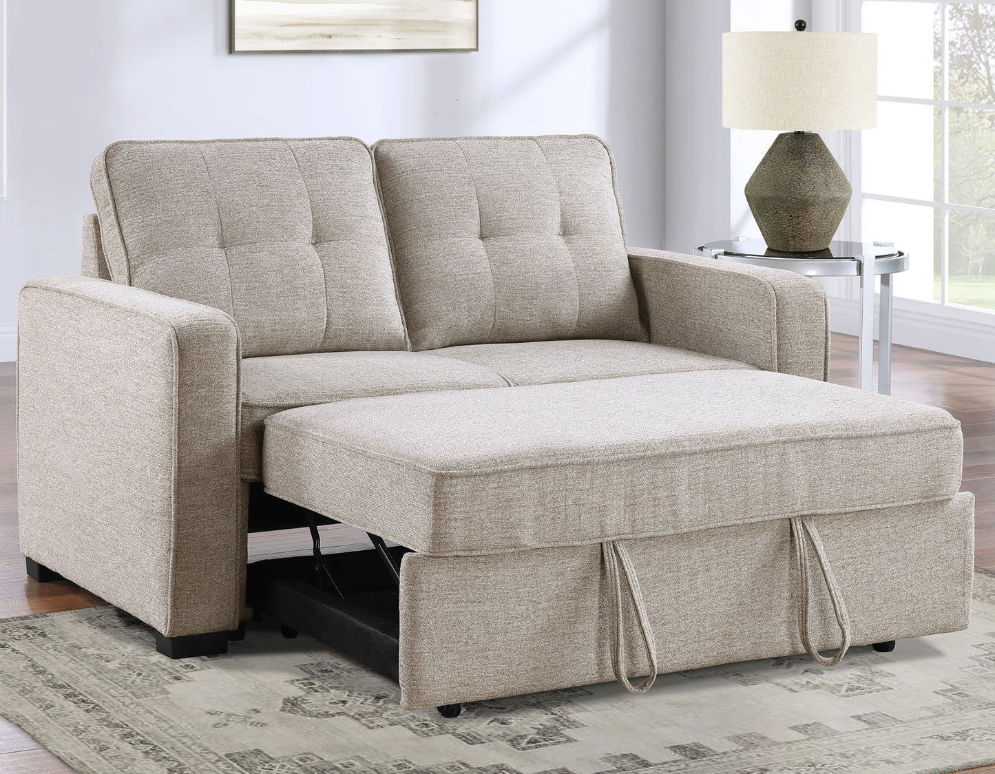 Noah Convertible Sleeper Loveseat, Tan