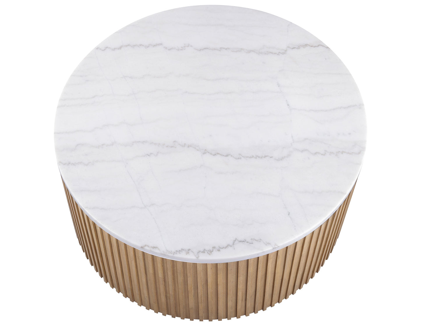 Colvin 3-Piece White Marble Top Table Set, Toffee Finish