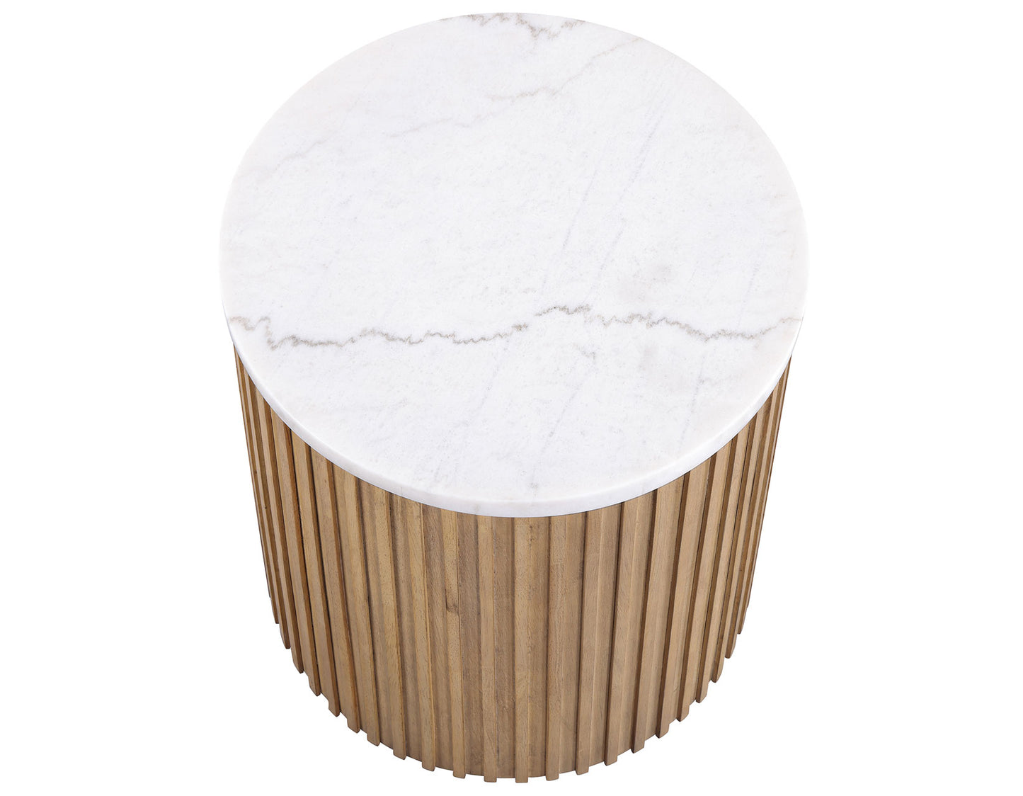 Colvin 3-Piece White Marble Top Table Set, Toffee Finish