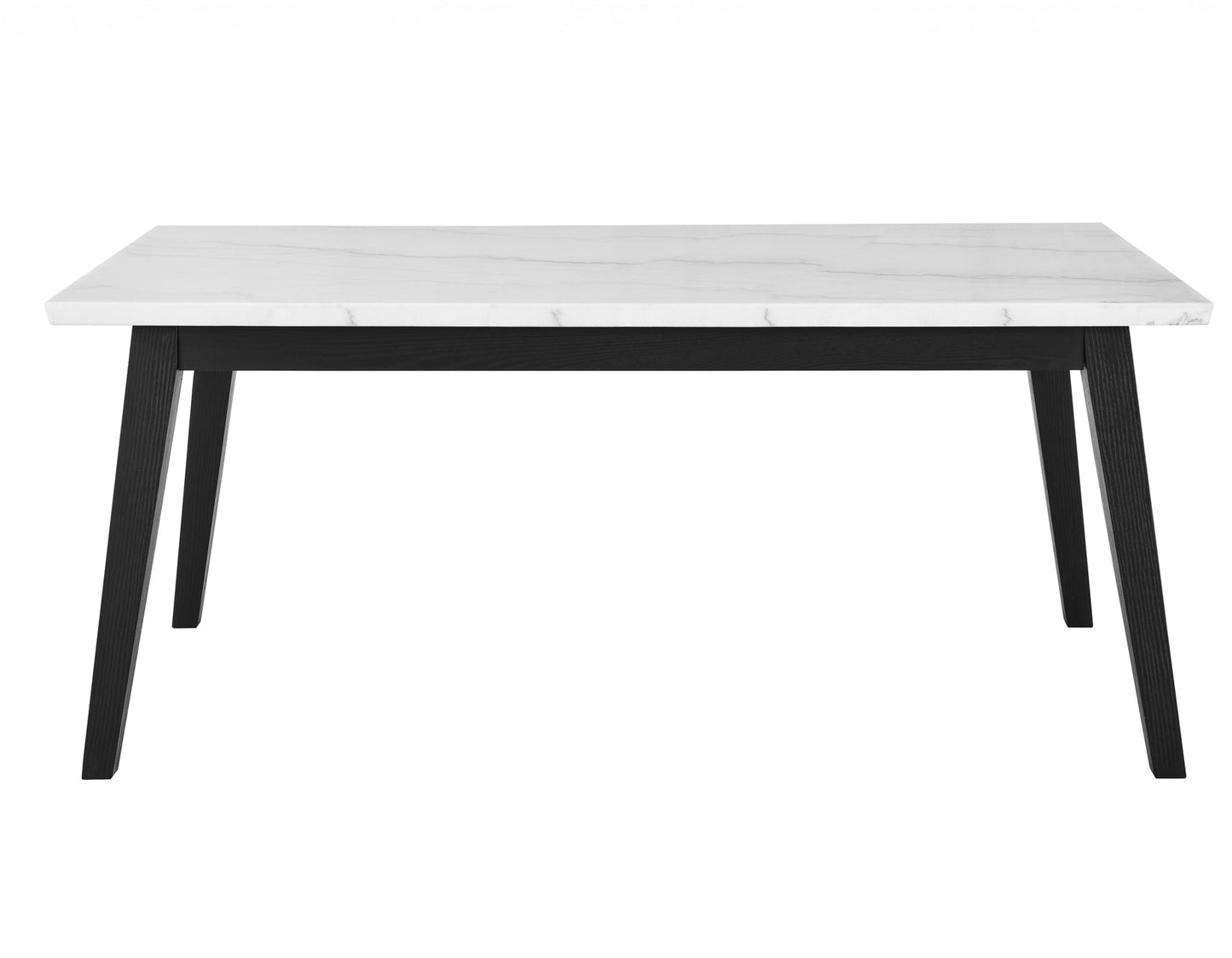 Vida 72″ White Marble Top Dining Table, Black Finish