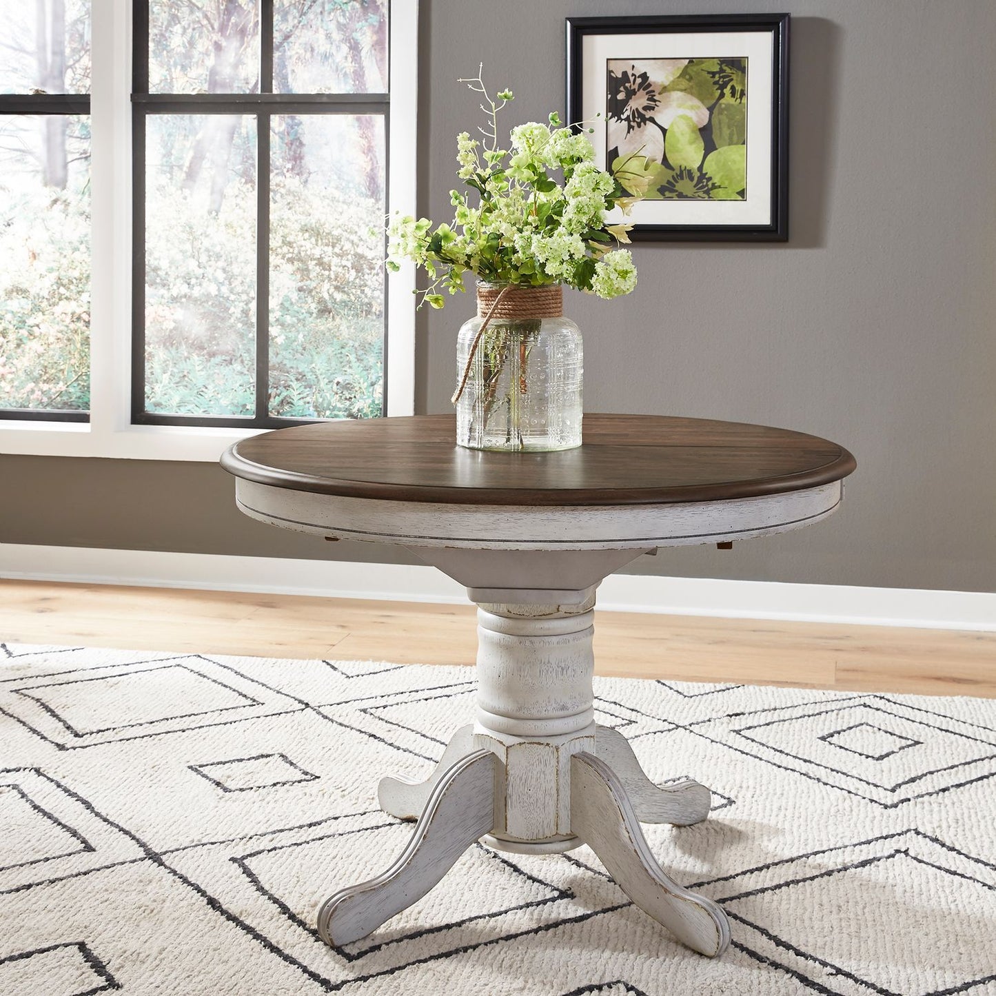 Carolina Crossing - Pedestal Table Set- White