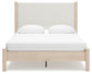 Cadmori Queen Upholstered Panel Bed with Mirrored Dresser, Chest and 2 Nightstands