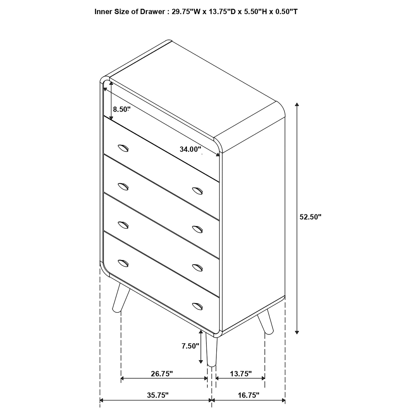 Robyn 5-drawer Bedroom Chest Dark Walnut