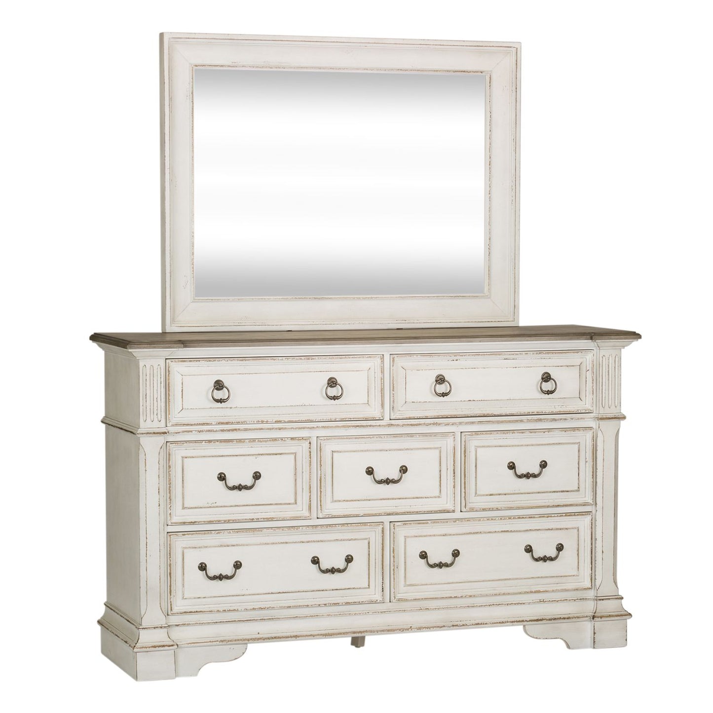 Abbey Park - King Uph Sleigh Bed, Dresser & Mirror, Chest