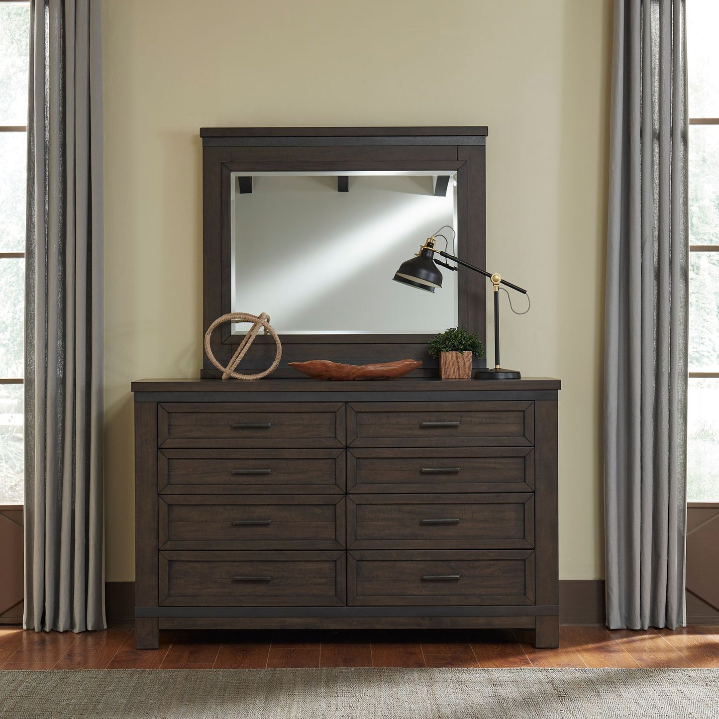 Thornwood Hills - King Bookcase Bed, Dresser & Mirror, Chest, Night Stand