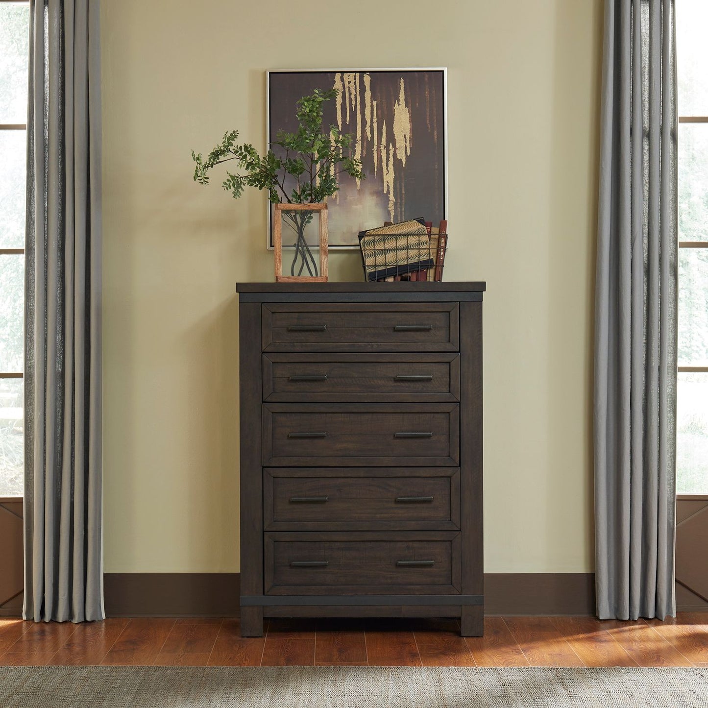 Thornwood Hills - King Bookcase Bed, Dresser & Mirror, Chest, Night Stand