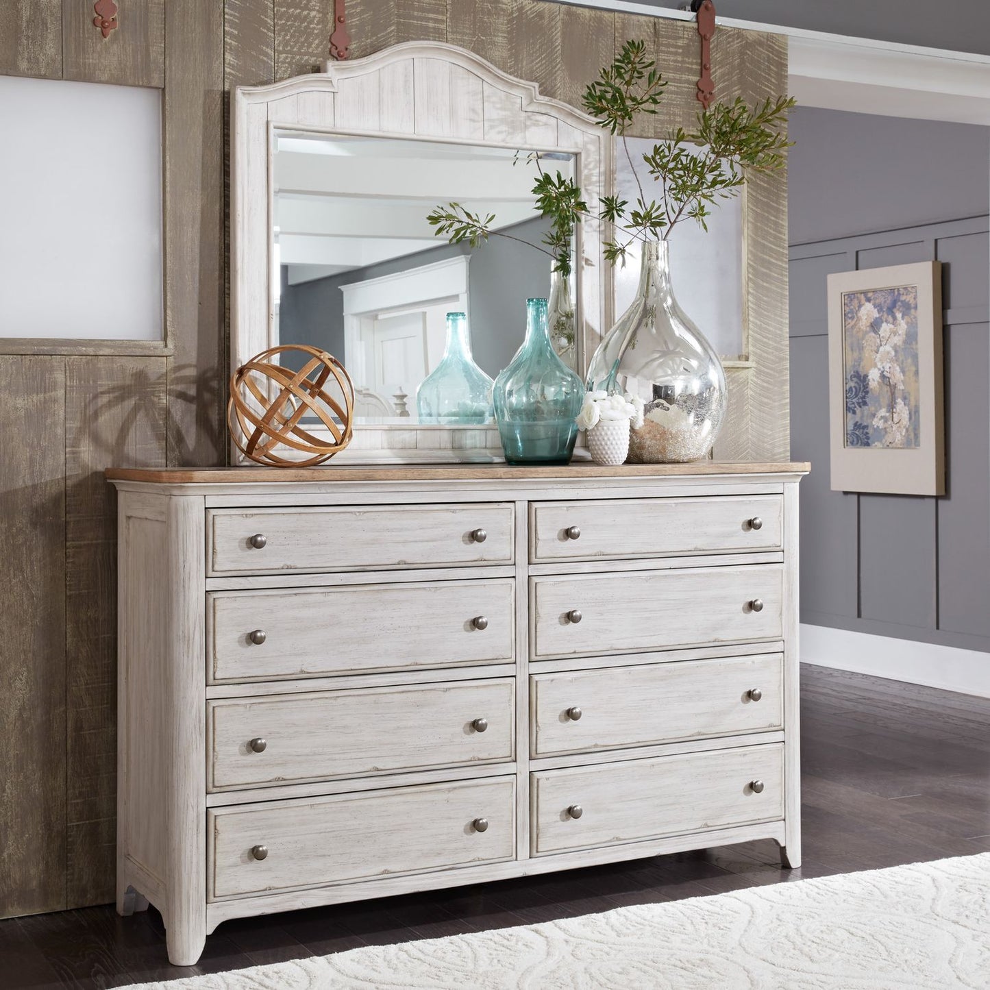 Farmhouse Reimagined - King Poster Bed, Dresser & Mirror