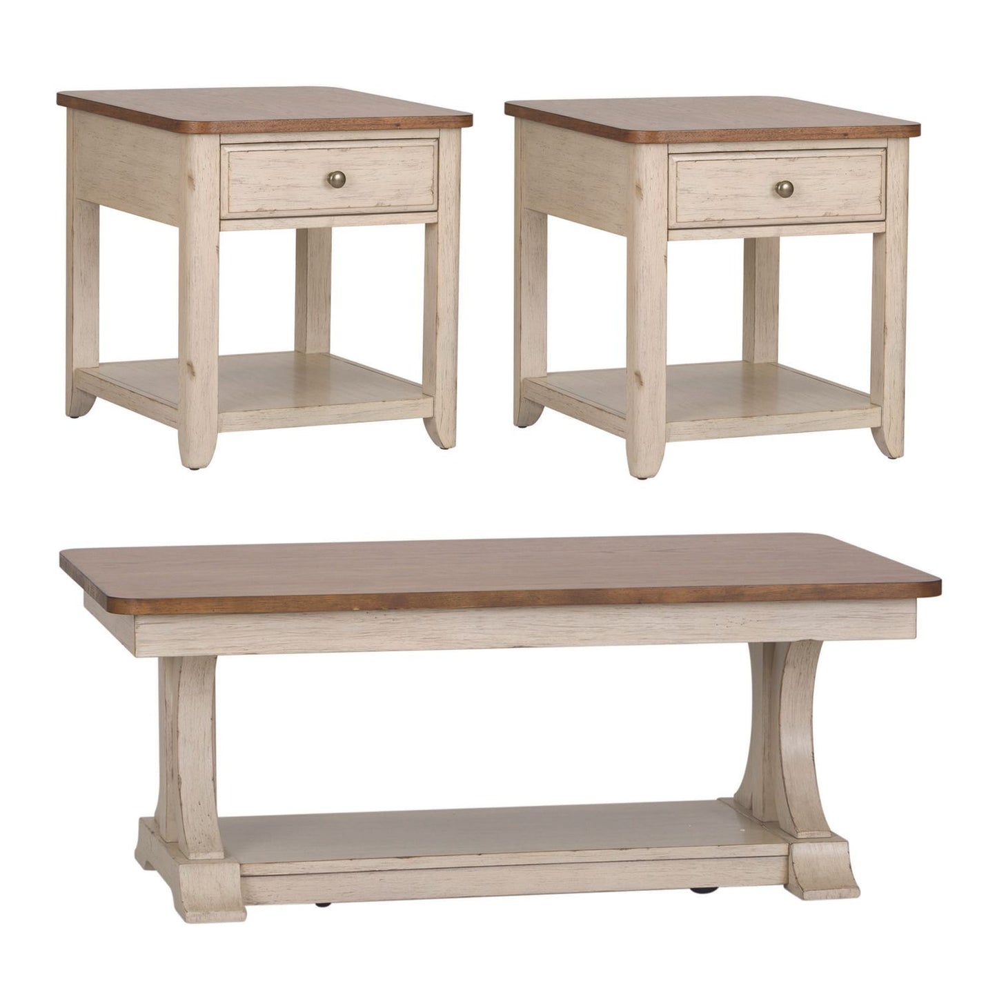 Farmhouse Reimagined - 3 Piece Set (1-Cocktail 2-End Tables)