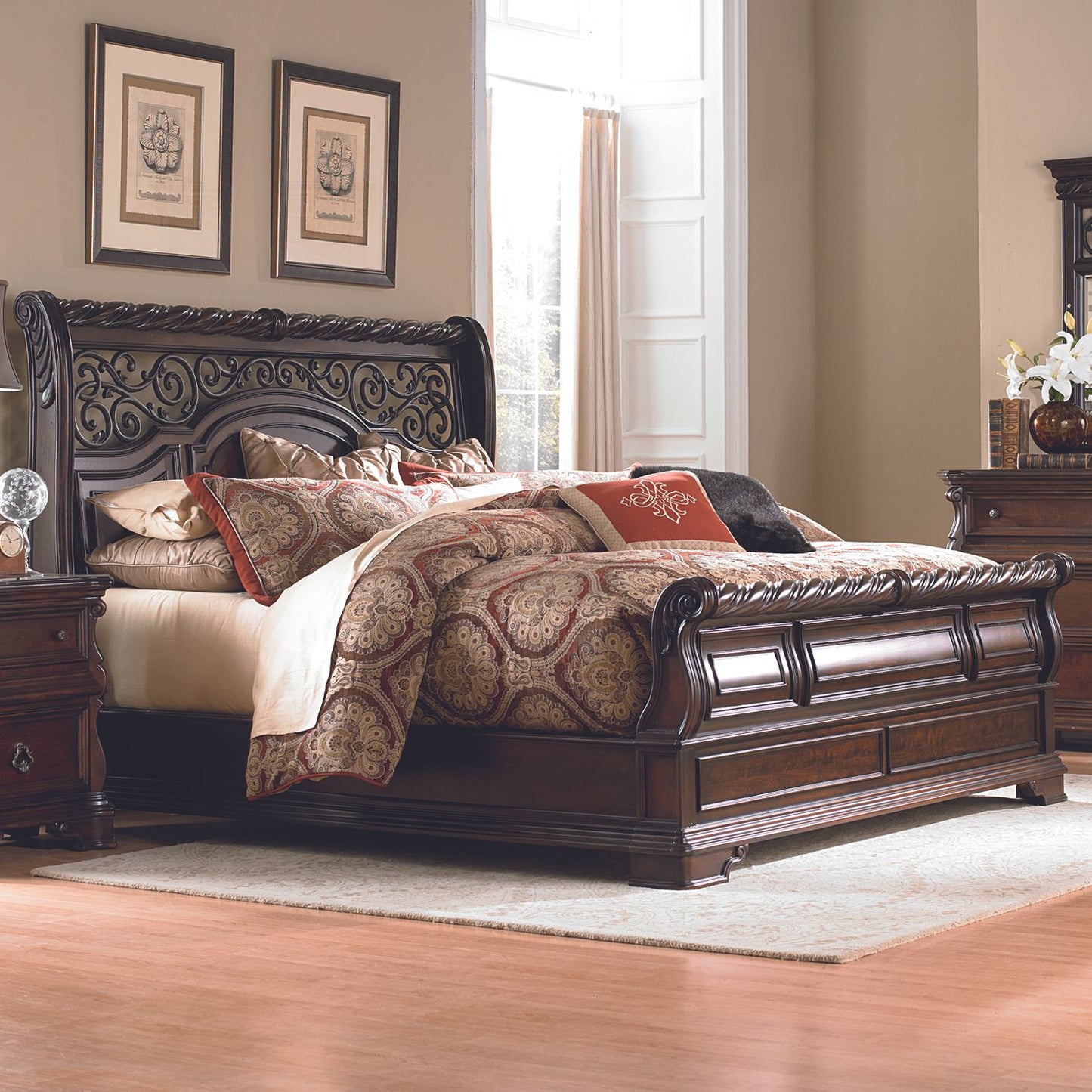 Arbor Place - King Sleigh Bed, Dresser & Mirror