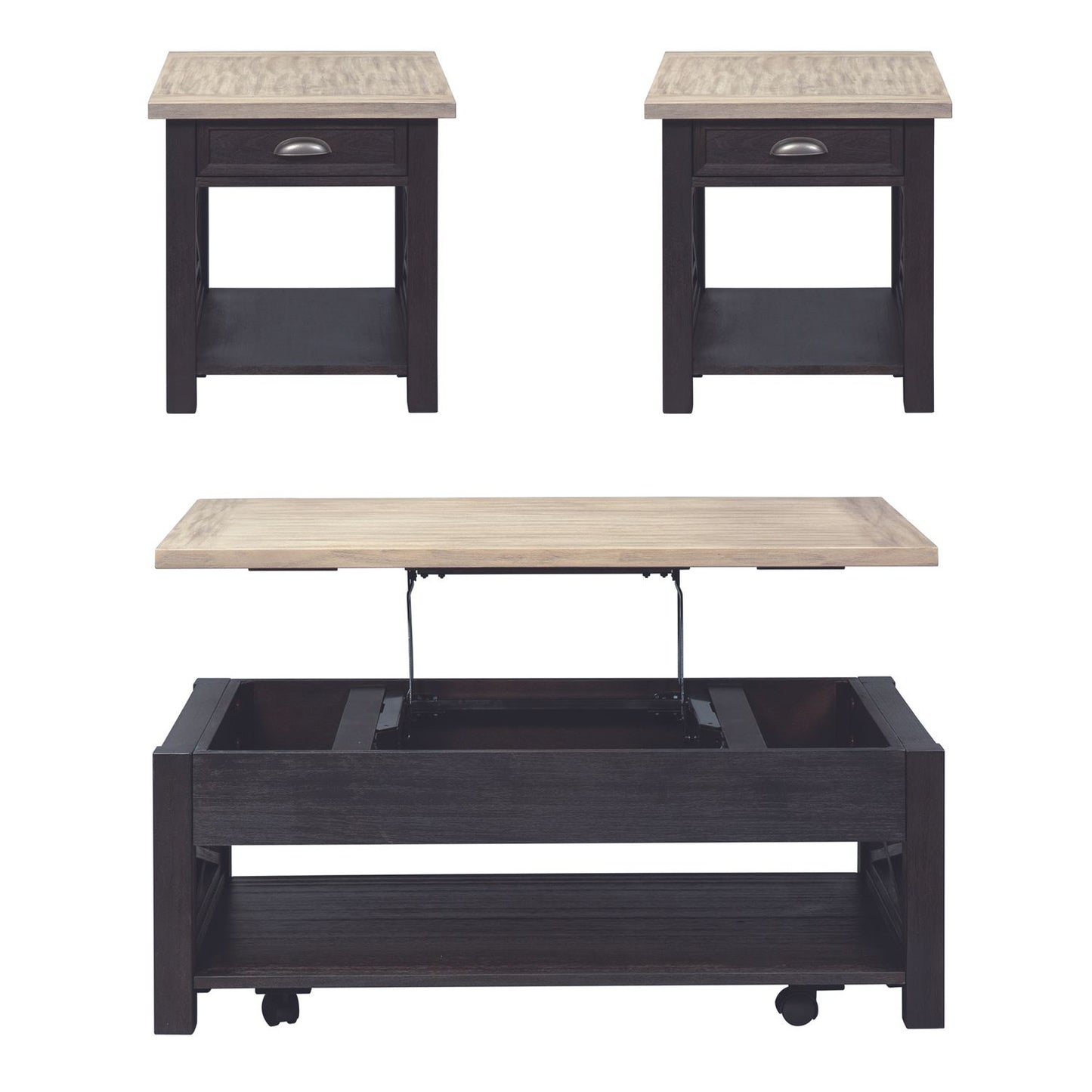 Heatherbrook - Opt 3 Piece Set (1-Cocktail 2-End Tables)