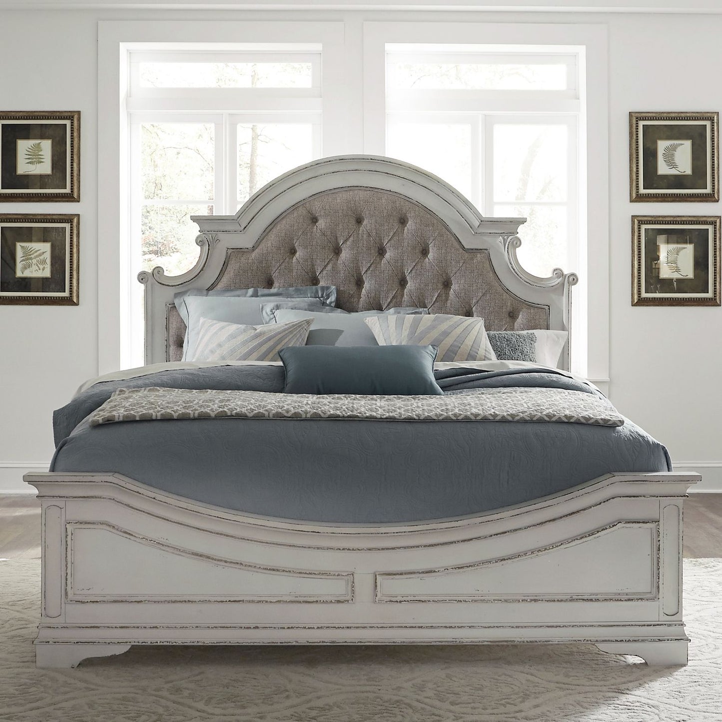 Magnolia Manor - Queen Uph Bed, Dresser & Mirror, Night Stand